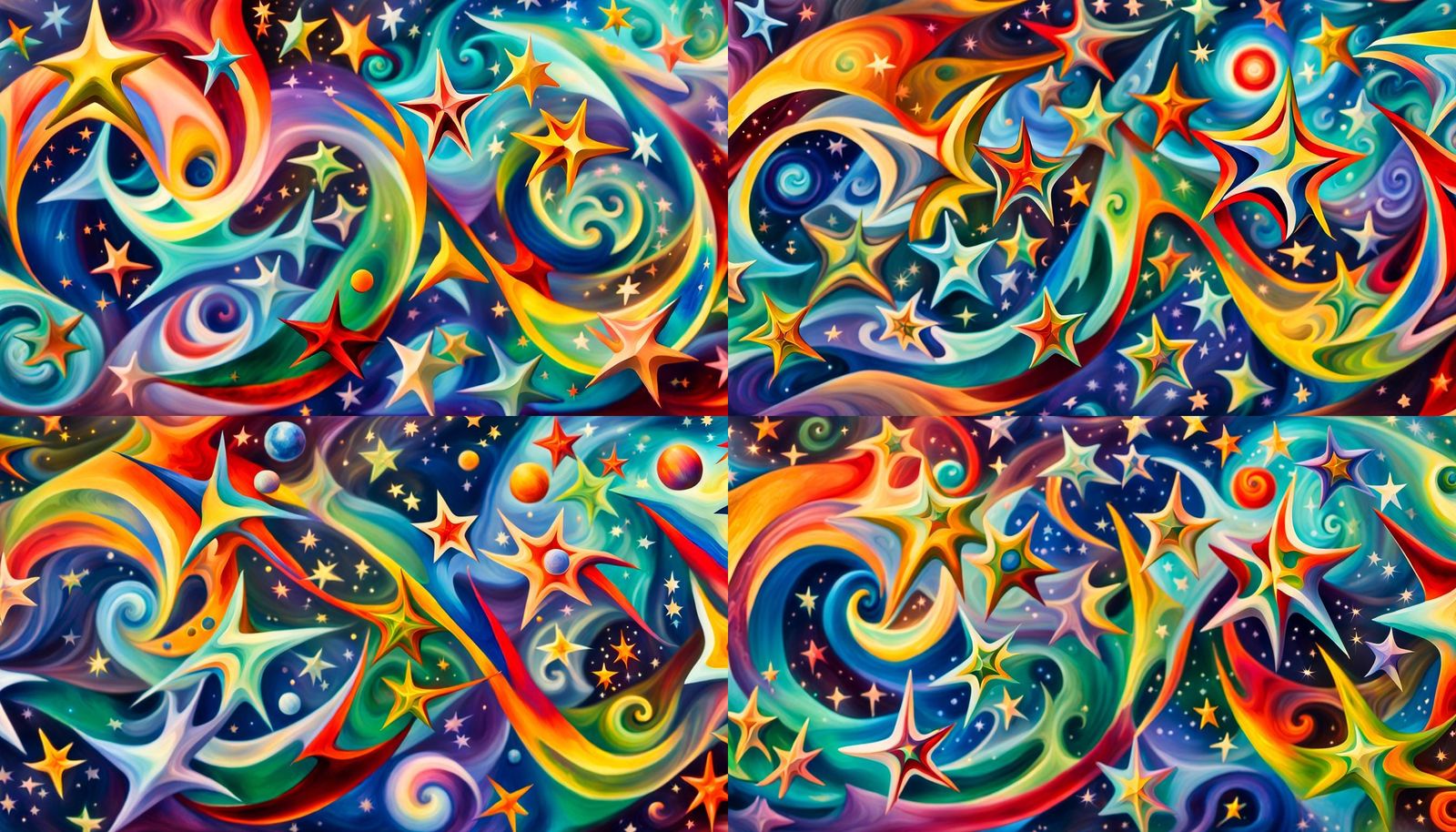 Iridescent Star Cluster Formation in Chagall Style