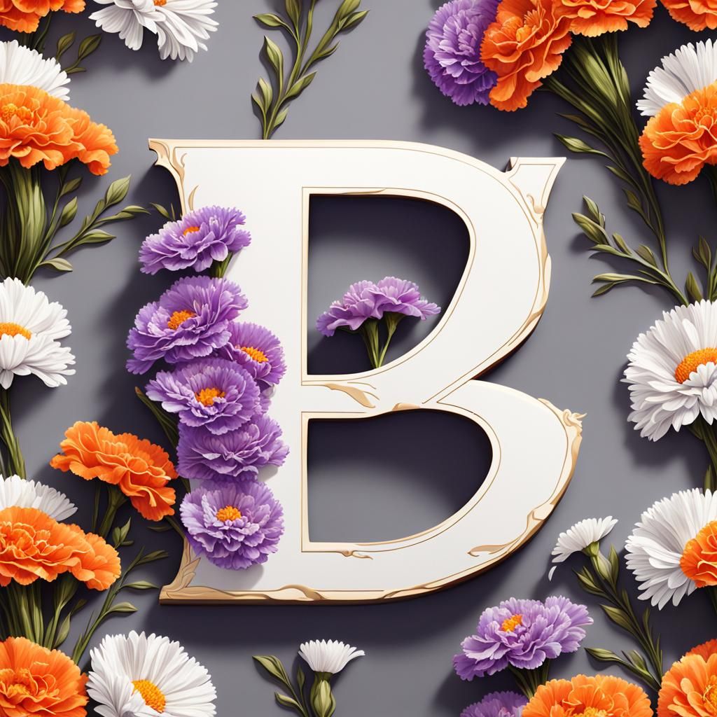 Floral Letter E in Vibrant Macro Photography Style