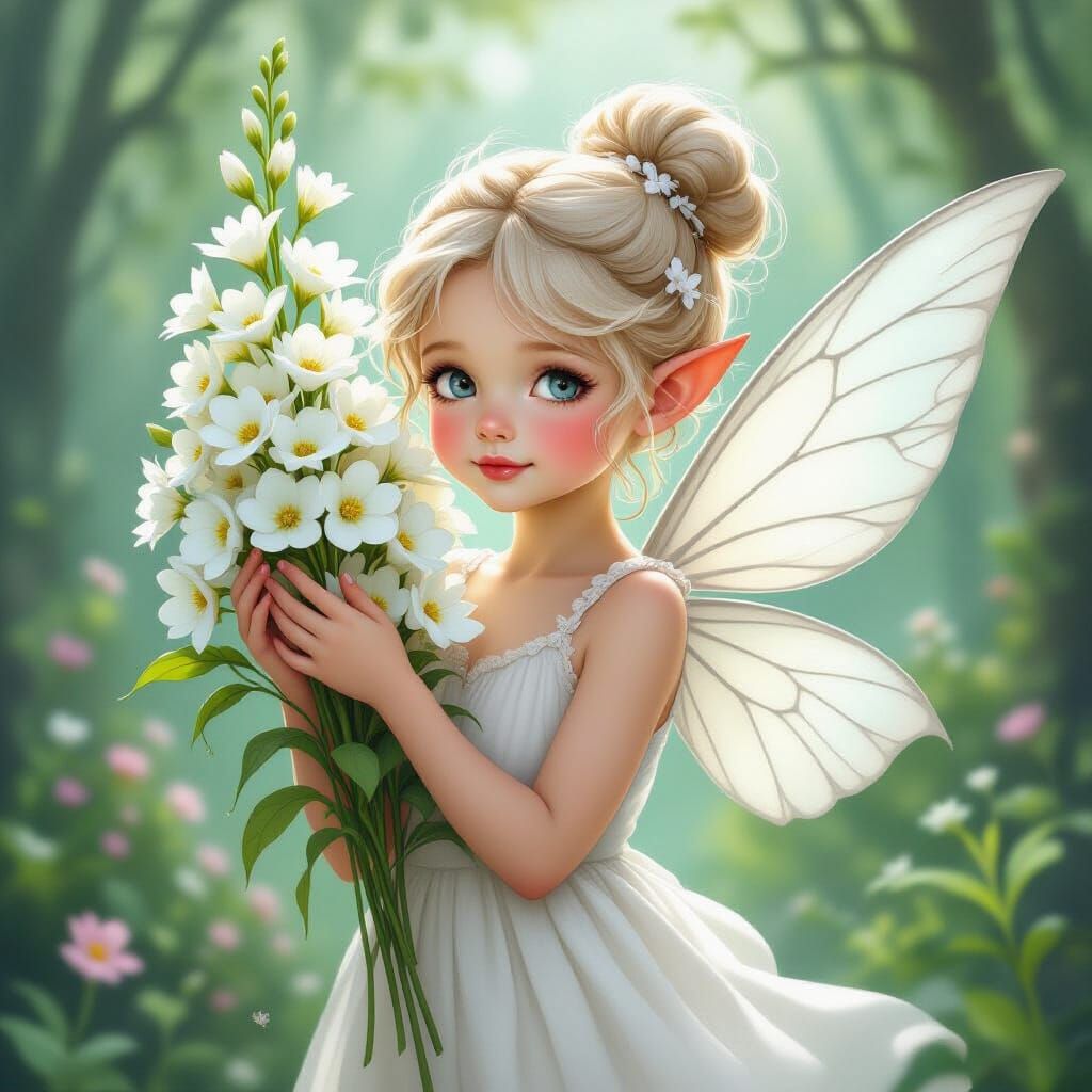 Ethereal Fairy Child in Dreamy Forest Scene