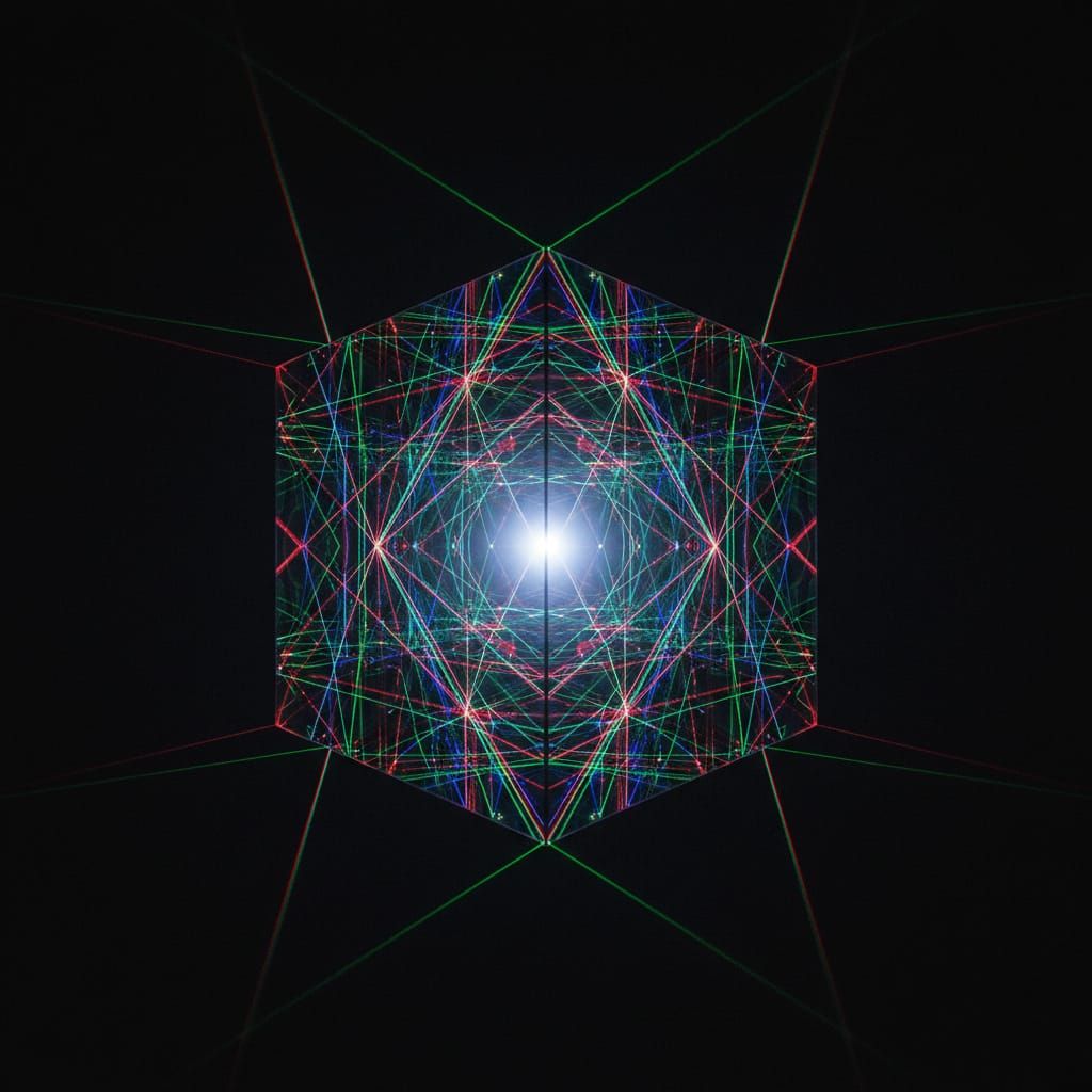 Abstract Laser Network in Mirrored Box