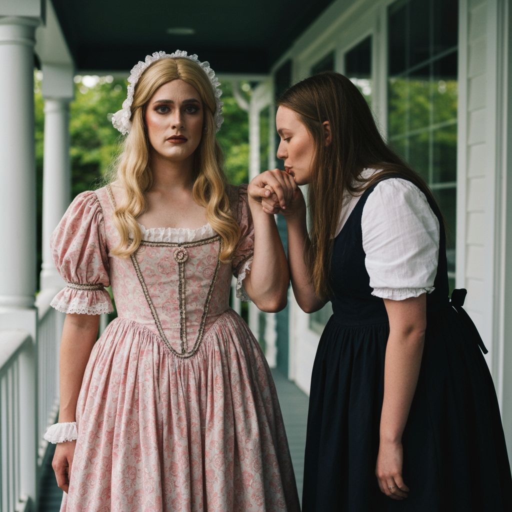 19th Century Crossdresser in Bonnet and Dress