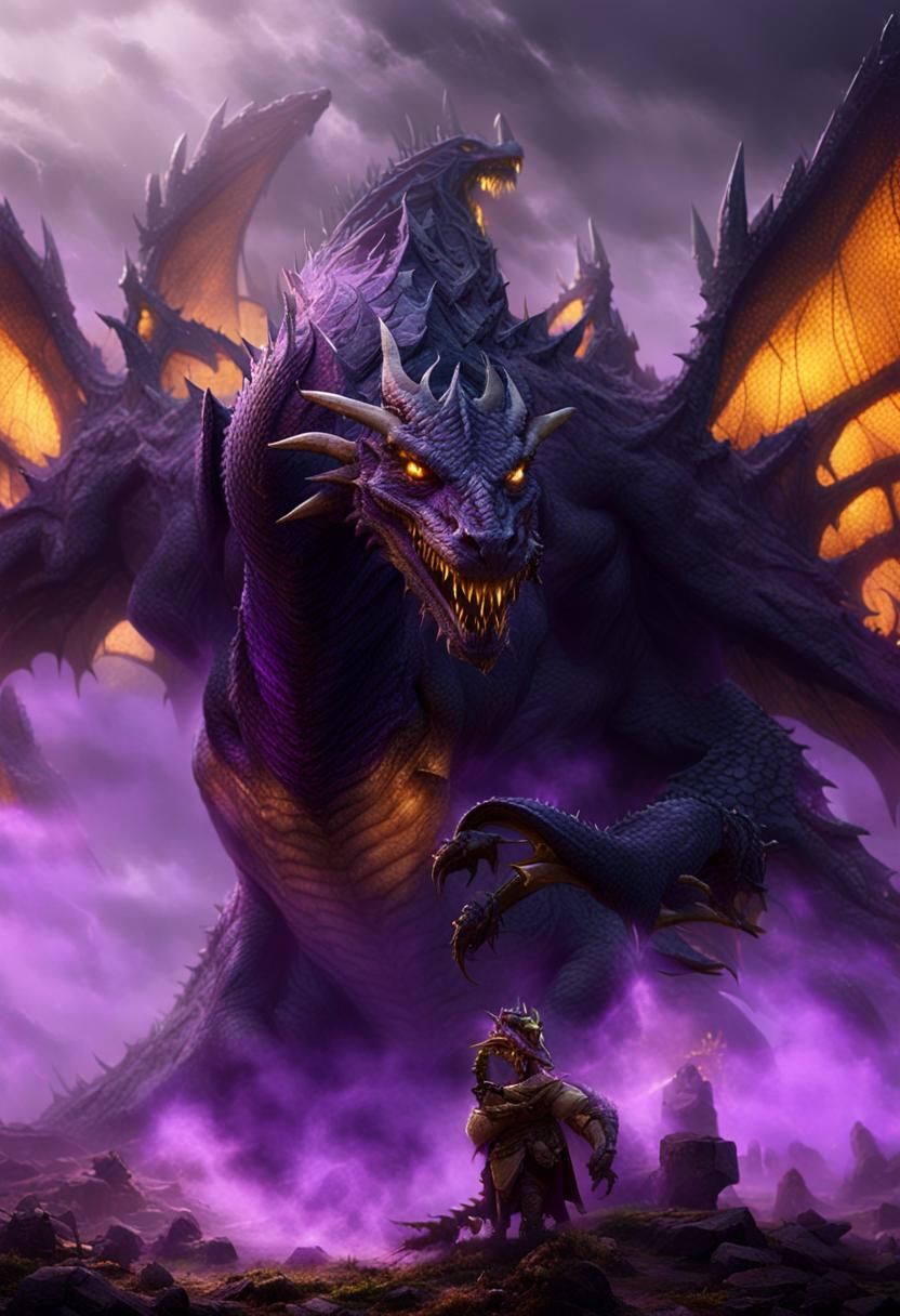 Epic Dragon on Battlefield in Dark Fantasy Style