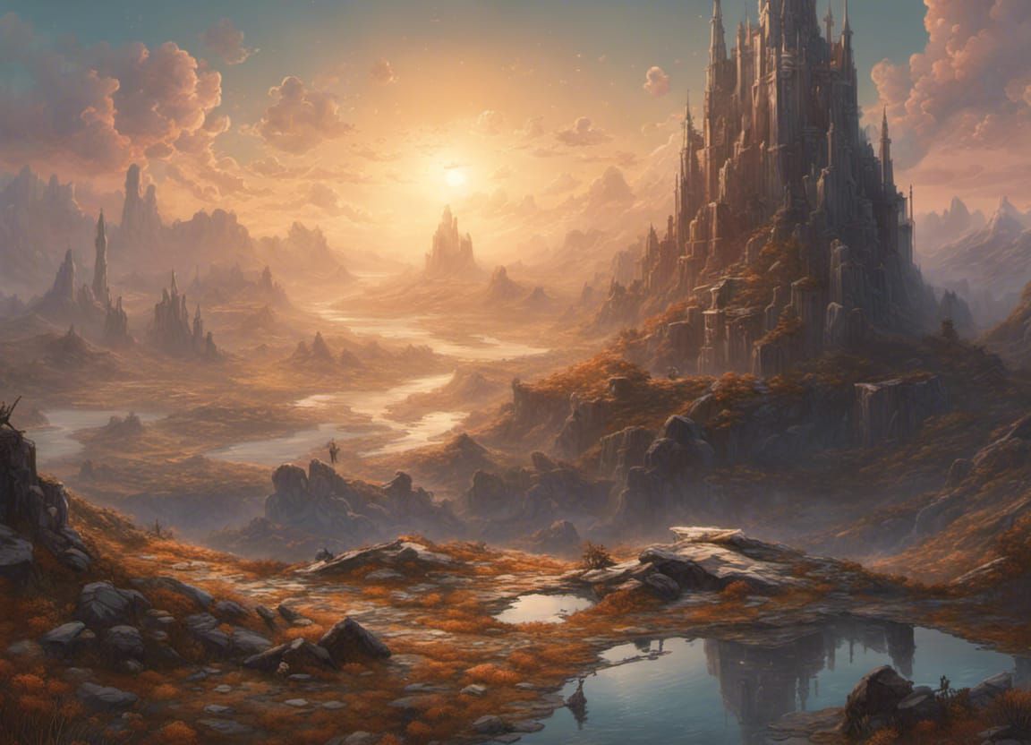 Surreal Landscape Art in Art Nouveau Style