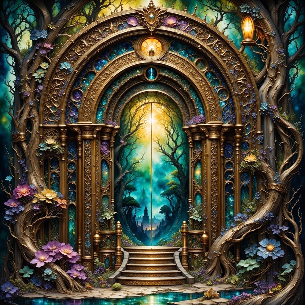 Steampunk Interdimensional Portal with Fantasy Ink Details