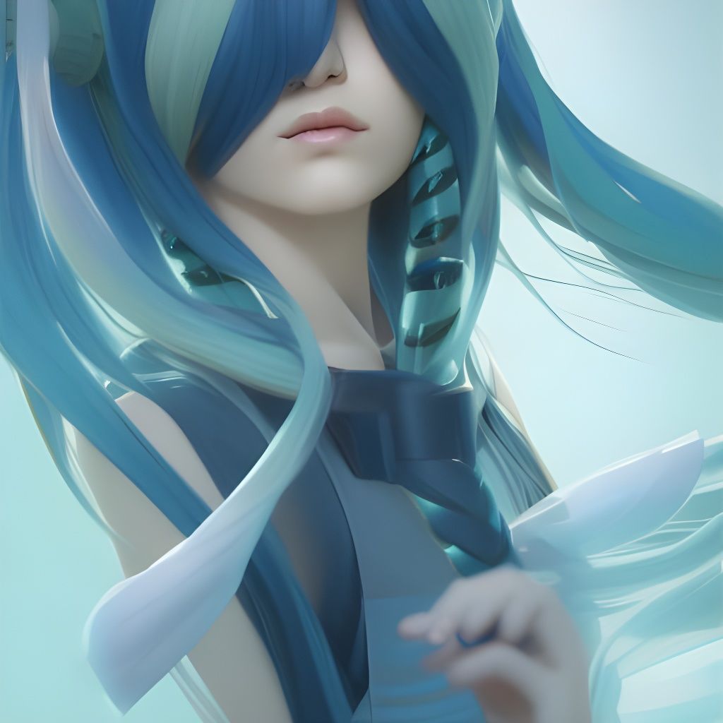 Hatsune Miku Navy Portrait in Art Nouveau Style