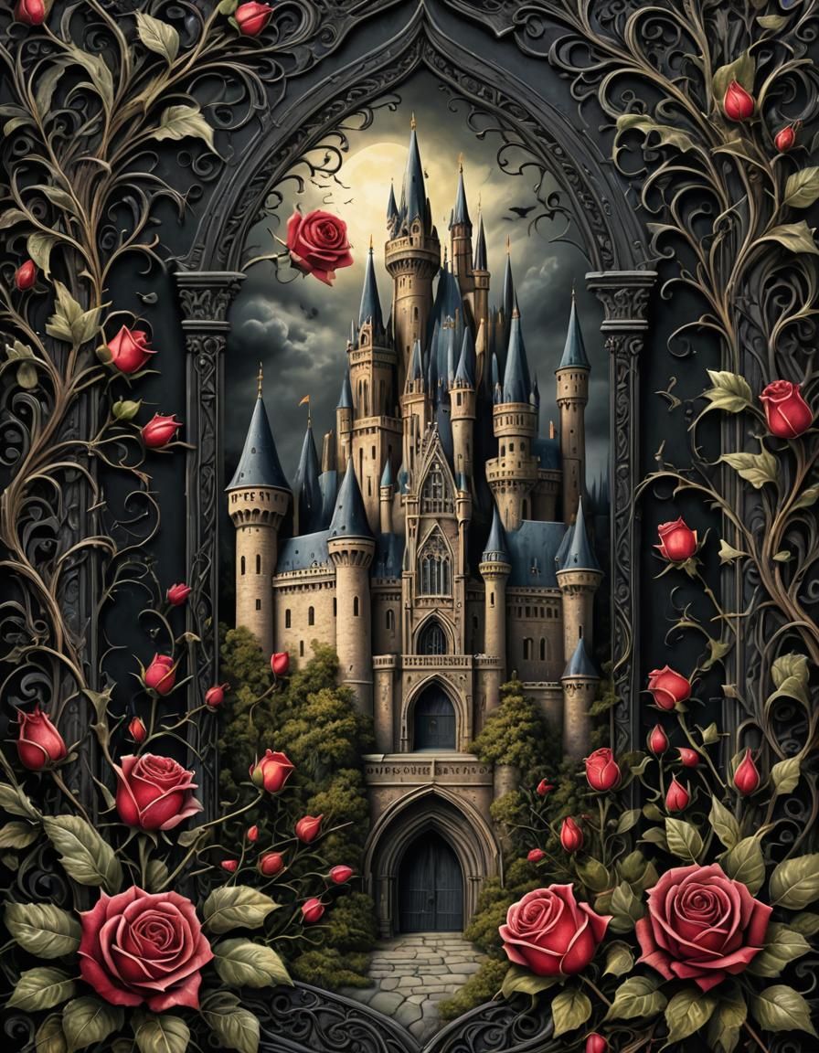 Dark Romance Book Cover with Gothic Castle