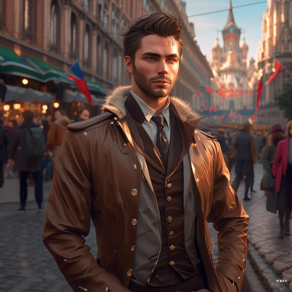 Detailed Portrait of a Brunette Man, Artgerm Style