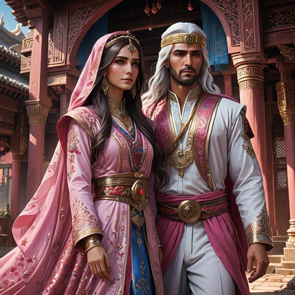 Arabian Princess and Japanese Husband: Fantasy Art