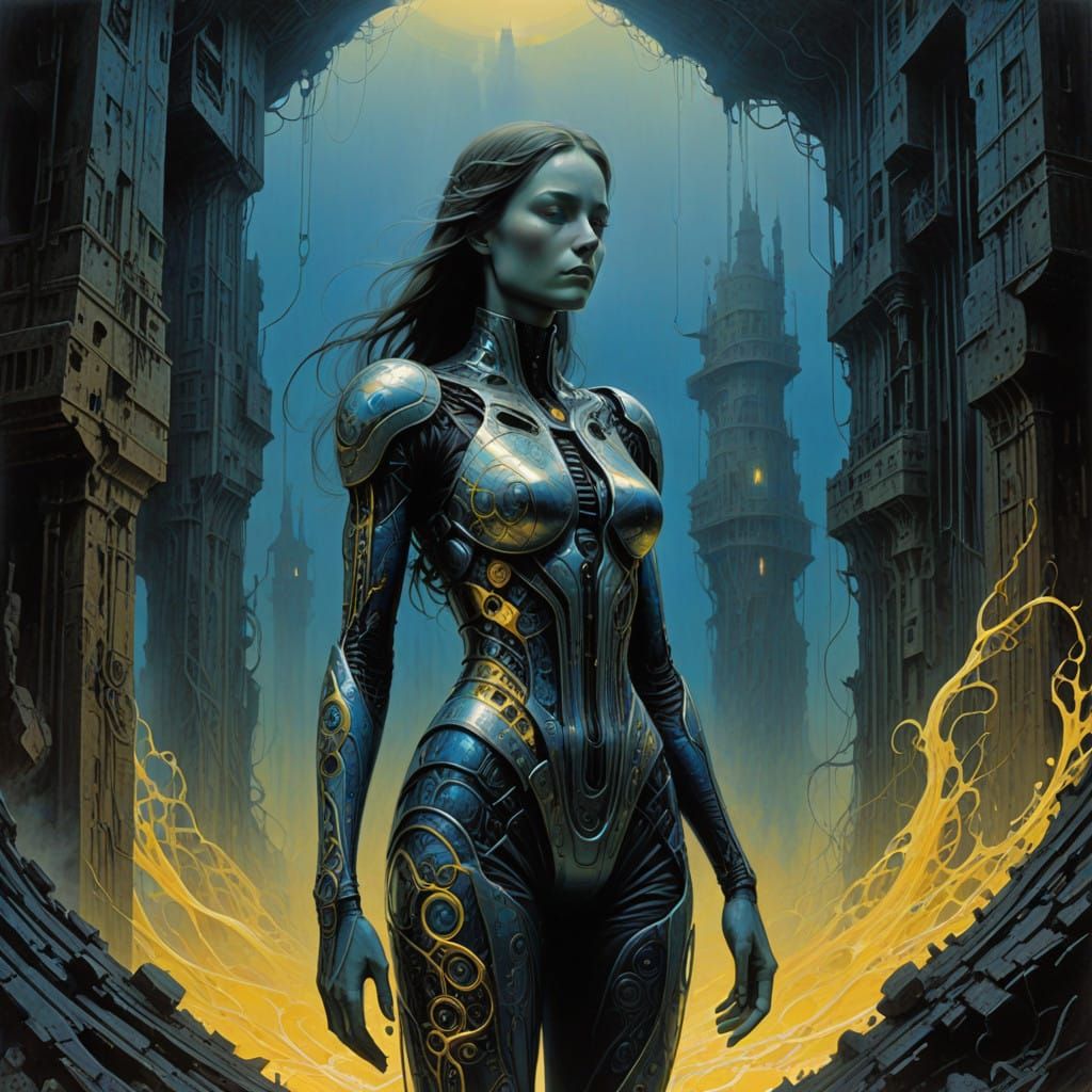 Ethereal Beauty in Cyberpunk Dreamscape