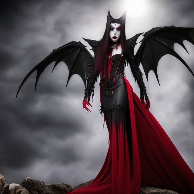 Sinister Vampire Woman in Art Nouveau Style