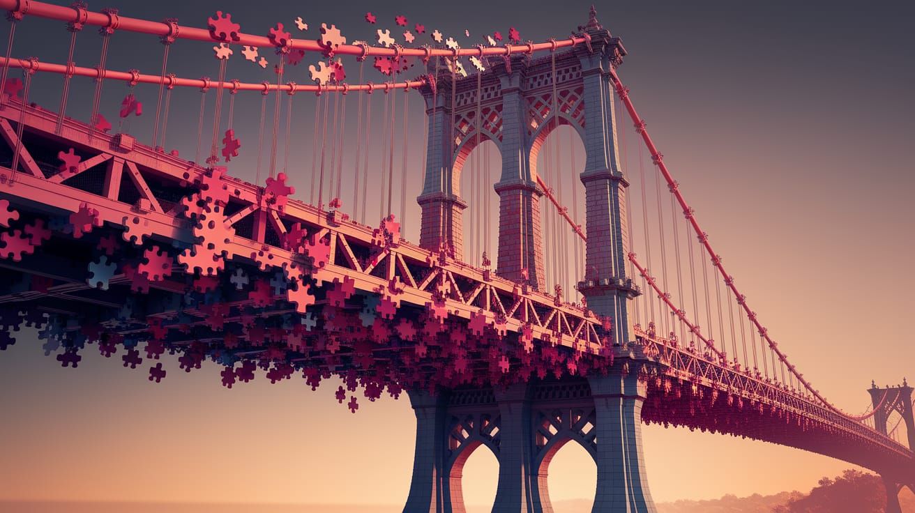 Surreal Bridge Transforms into a Vibrant Mosaic of Textured ...