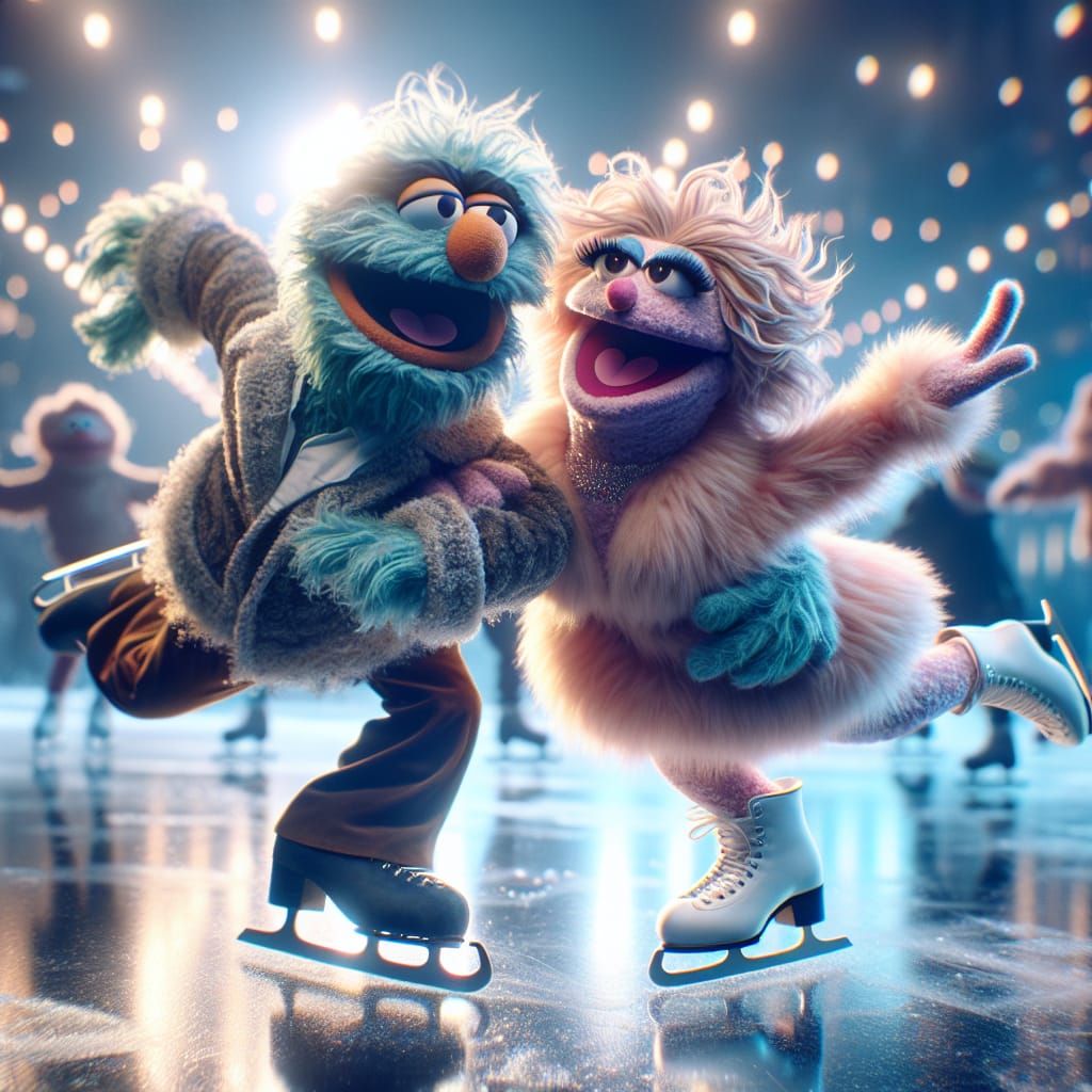 Hyper-Realistic Muppet Ice Skaters in 8K