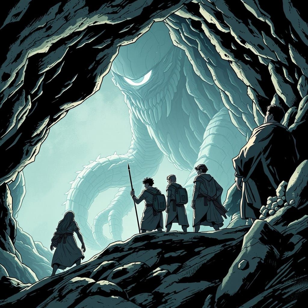 Greek Adventurer Discovers Cyclops in Dark Cave in Dynamic M...