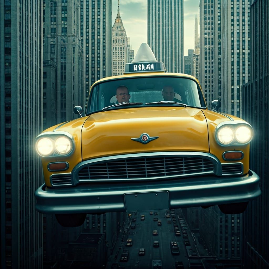 Flying Taxi over Neo-Art Deco Cityscape