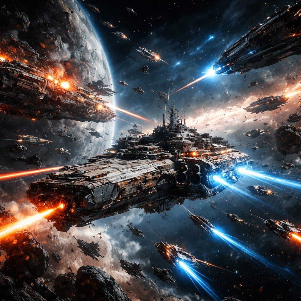 Epic Space Cruiser Battle in Cosmic War