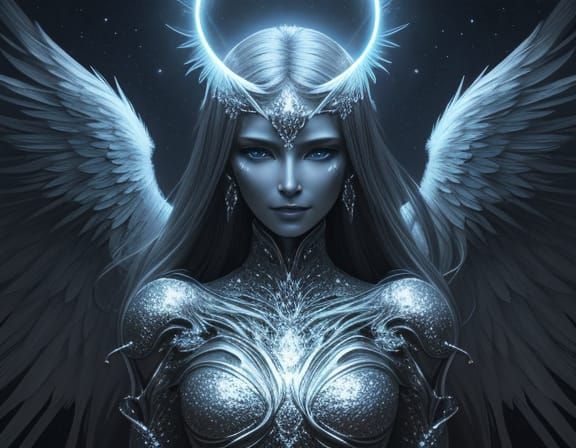 Surreal Angel With Crystal Skin and Grotesque Halo