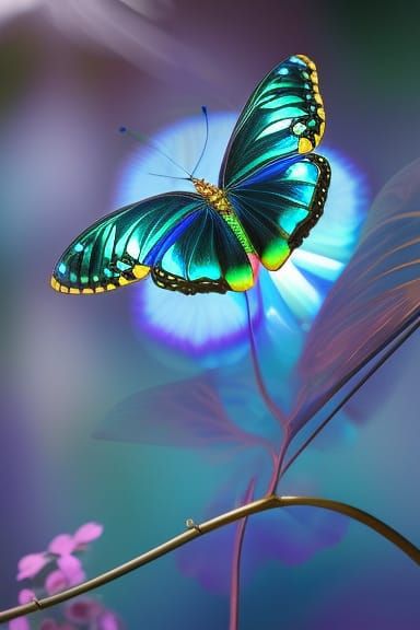 Morpho Butterfly in Art Nouveau Style