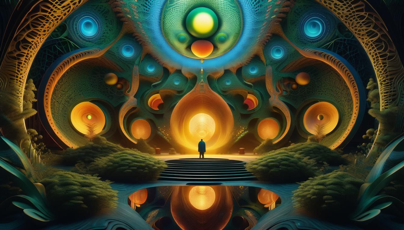 Surreal Dreamland: An Abstract Holographic Illustration