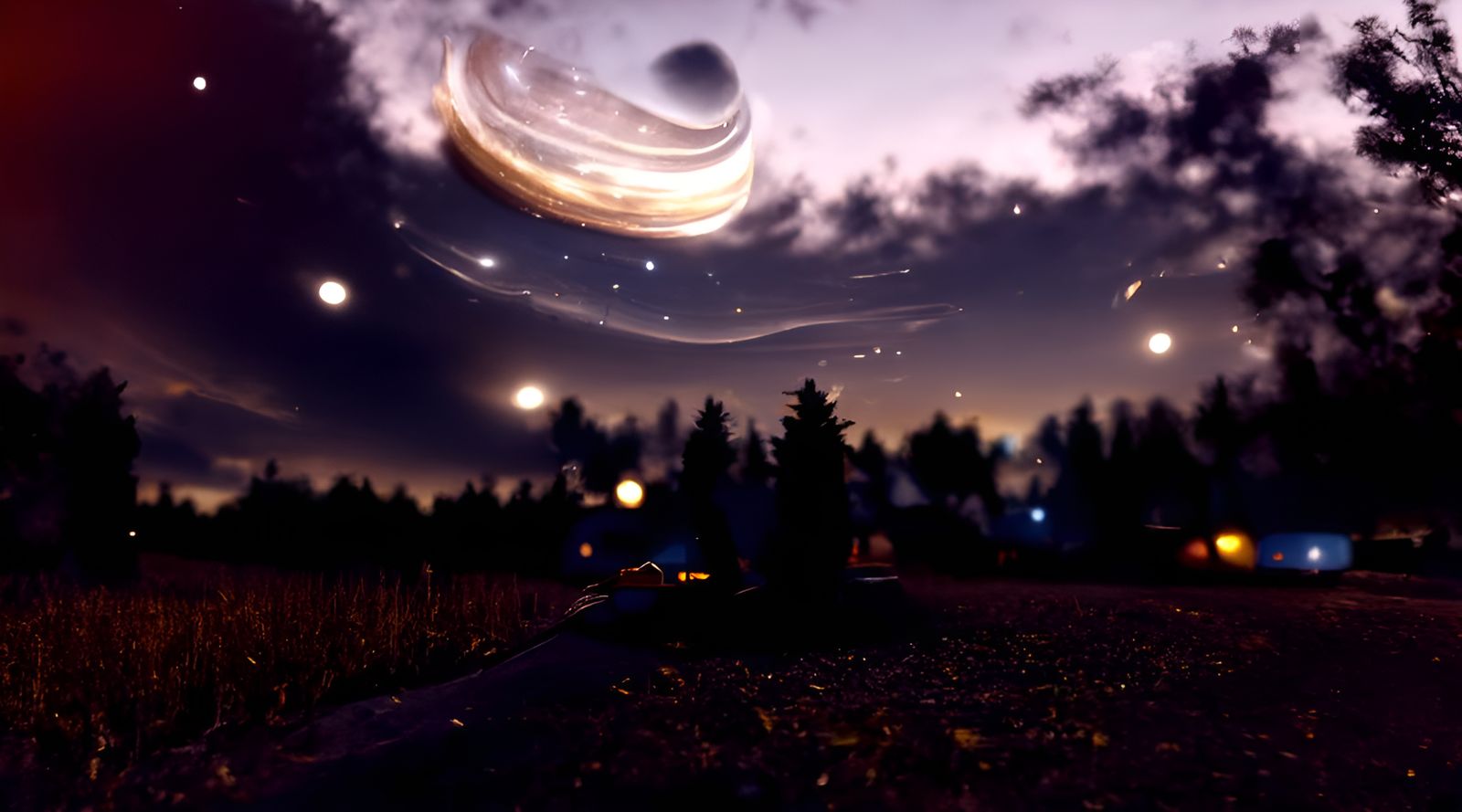 HyperRealistic award winning National Geographic photograph of The dreamlike clear night sky with Saturn and its rings b...