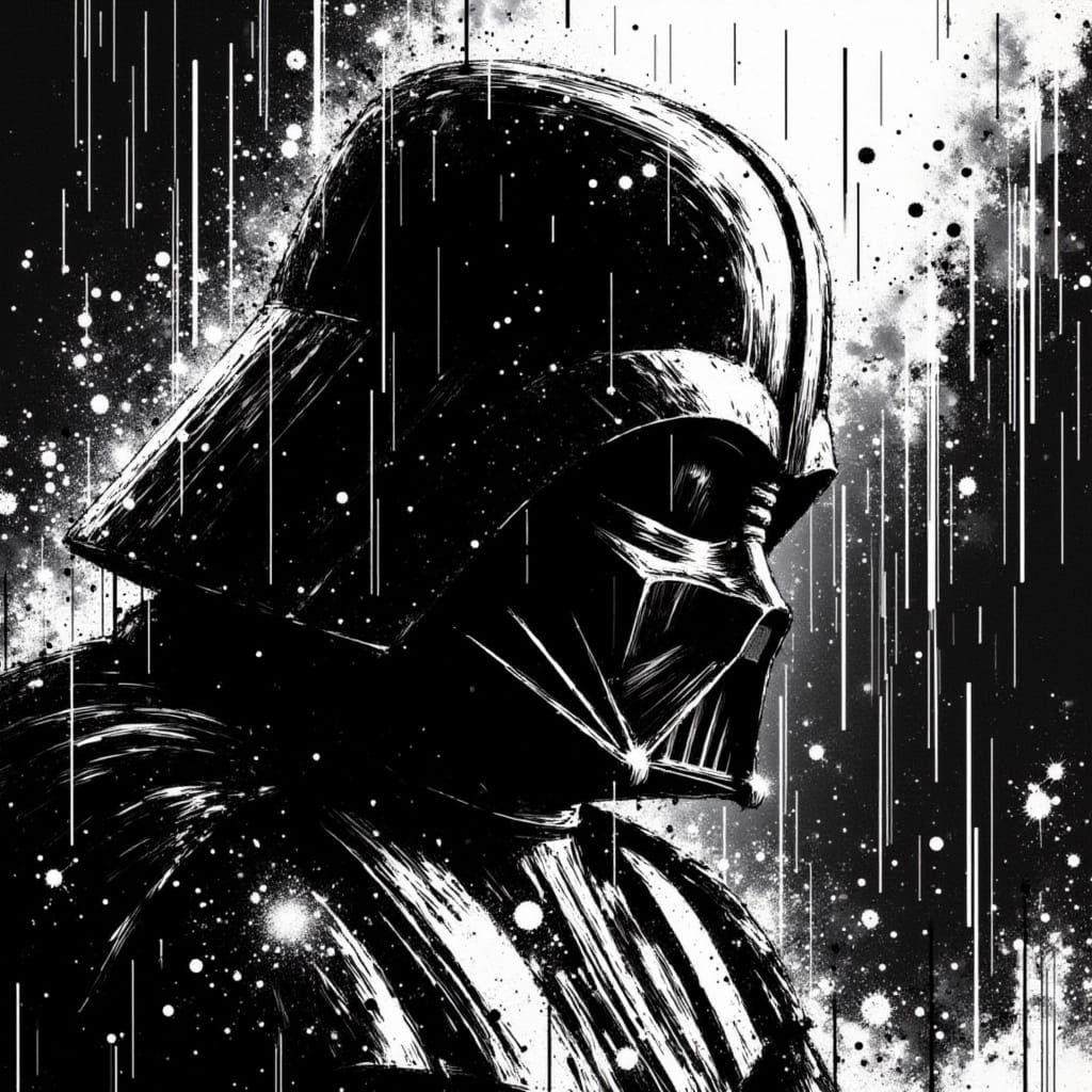 Darth Vader Portrait in Graphic Novel Style