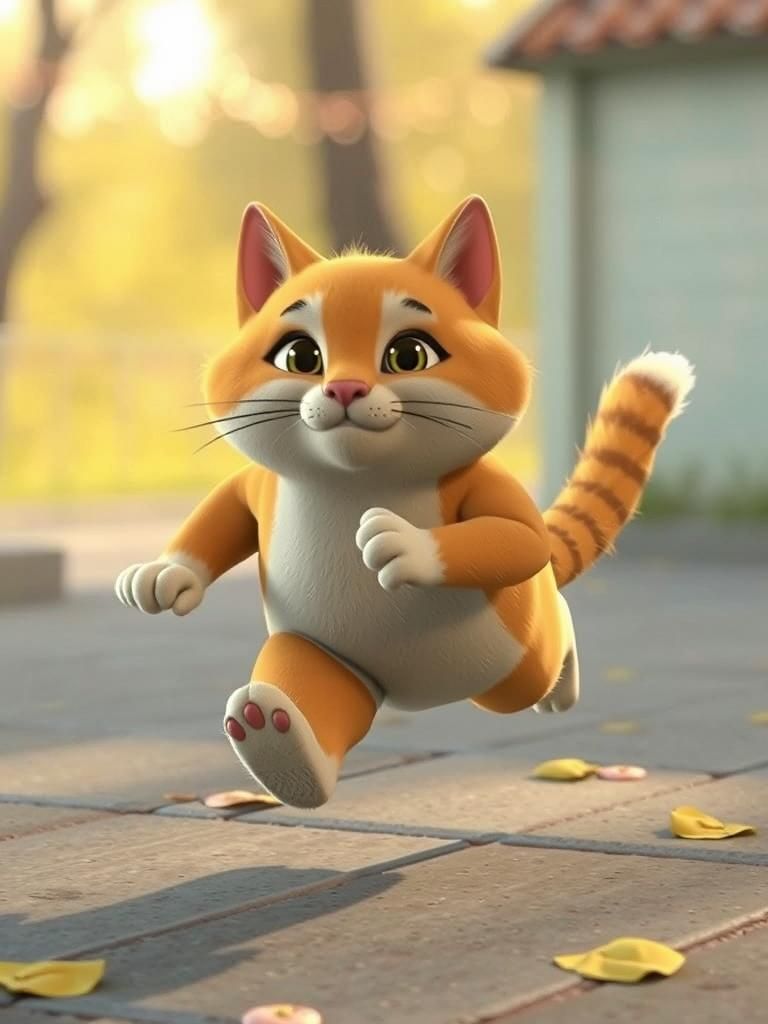 3D animation of a cat running