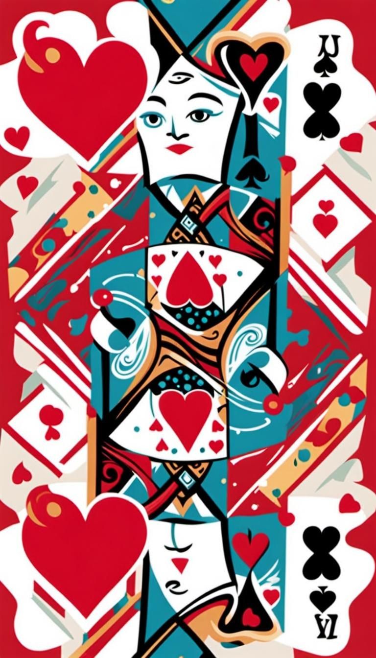 Vibrant Abstract Portrait of a Jack of Hearts