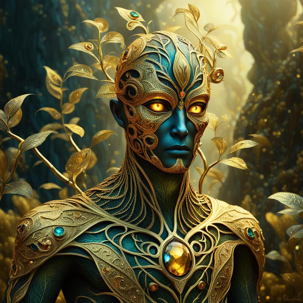 Golden Masked Plant in Gemstone Vines