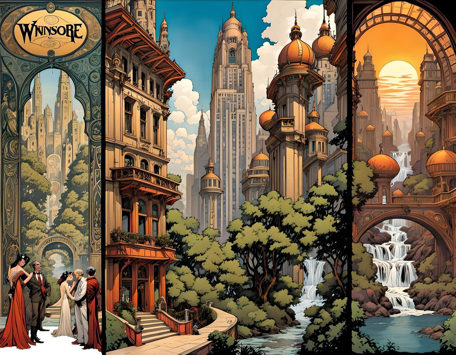 Art Nouveau Comic Book Page Designs