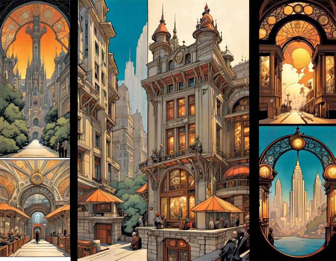 Art Nouveau Comic Book Panel Design