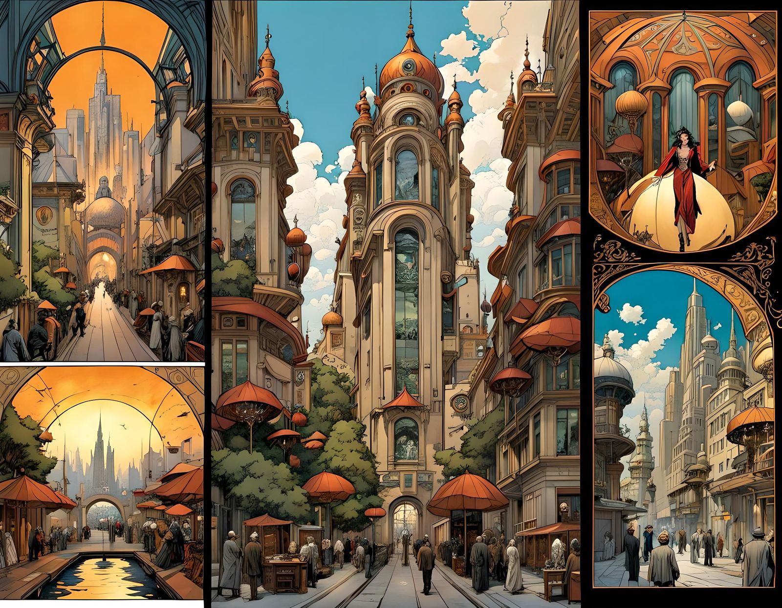 Art Nouveau Comic Book Panel by Doran, Kaluta