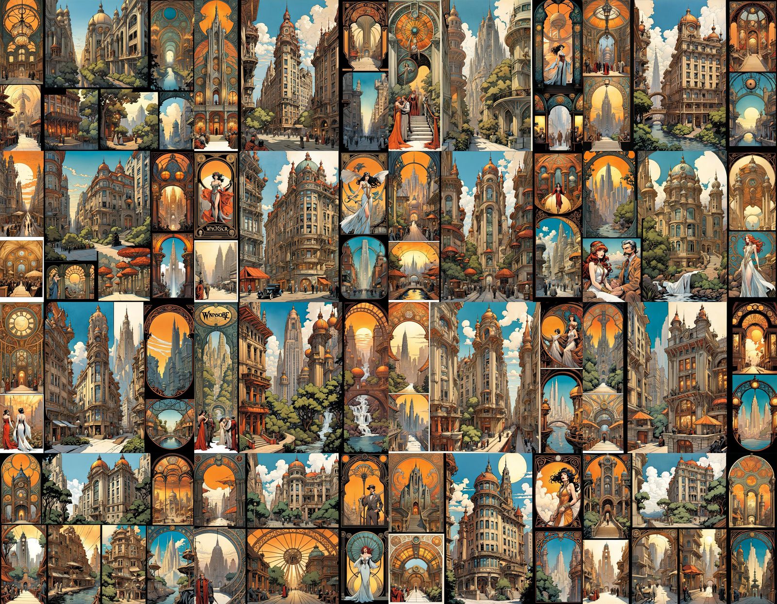 Art Nouveau Comic Book Panels: Mnemnosyne Terrace