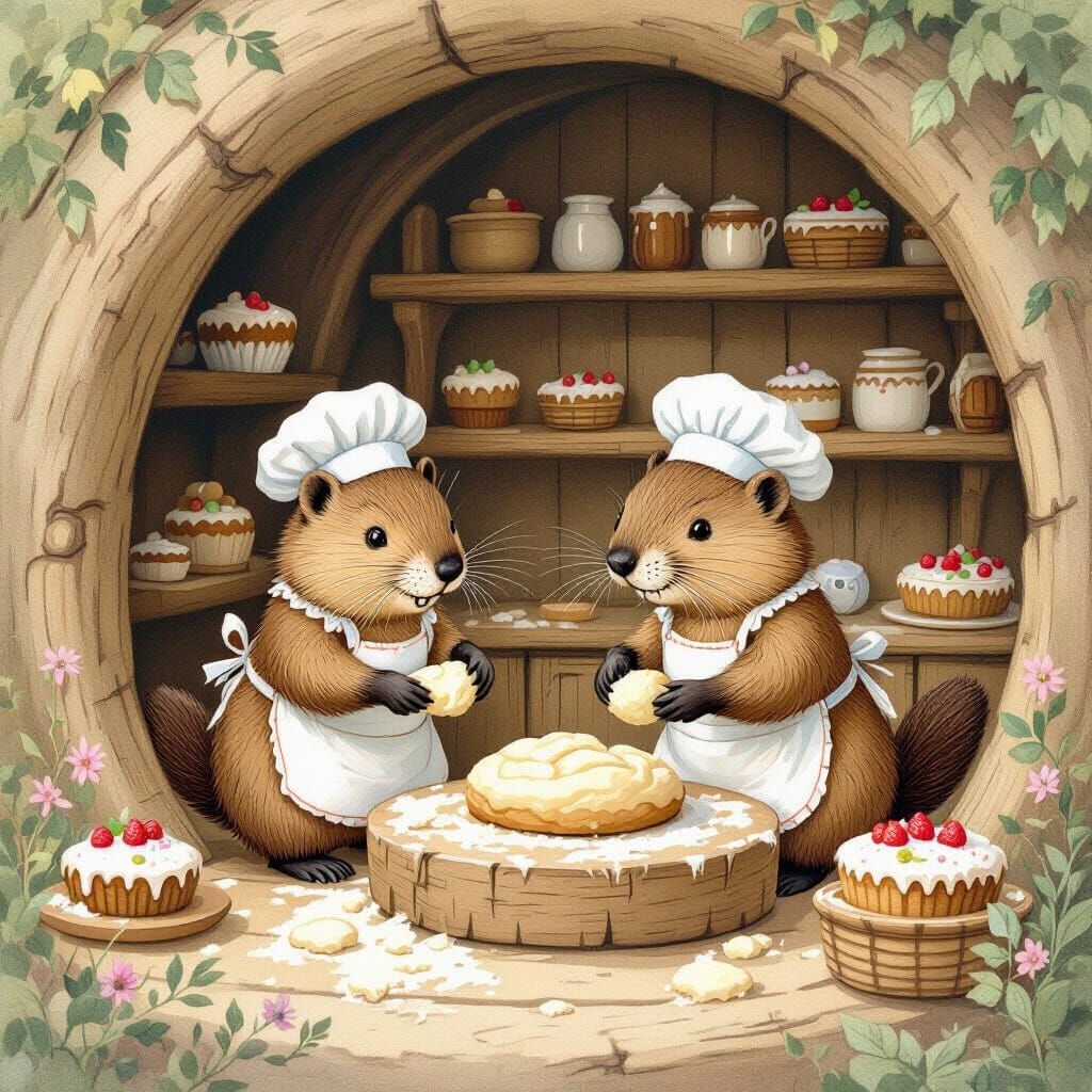 Beavers Baking in Enchanted Forest Bakery