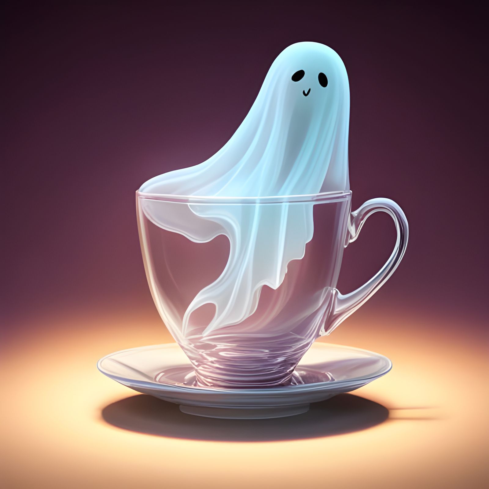 Ghost in Teacup: Hyperrealistic Splash Art
