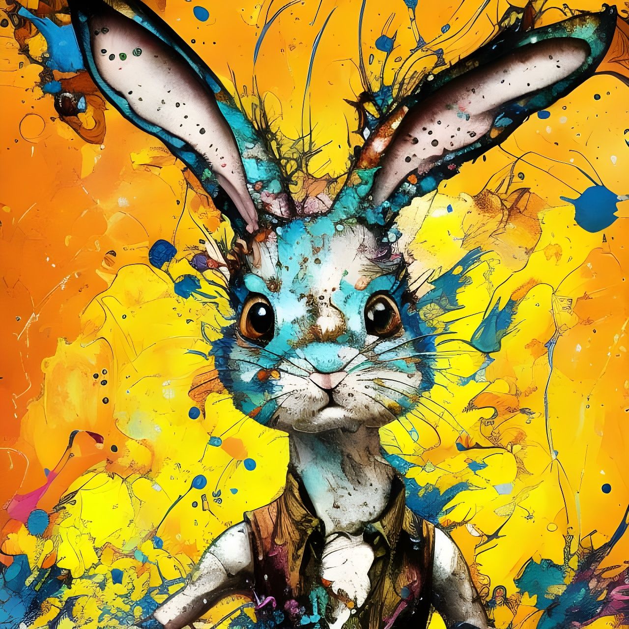 Hyperdetailed Bunny in Marbling Oil Style