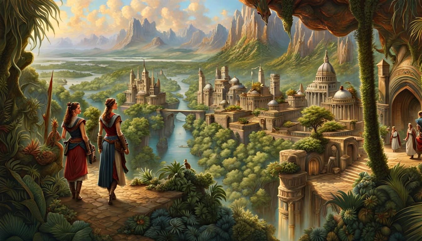 Breathtaking Dinotopia Scene of a Dinopunk City