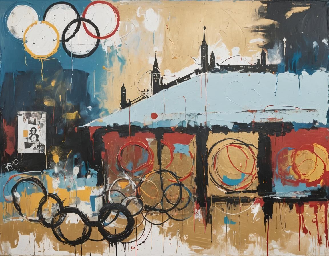 Olympic Rings in Neo-Expressionist Style