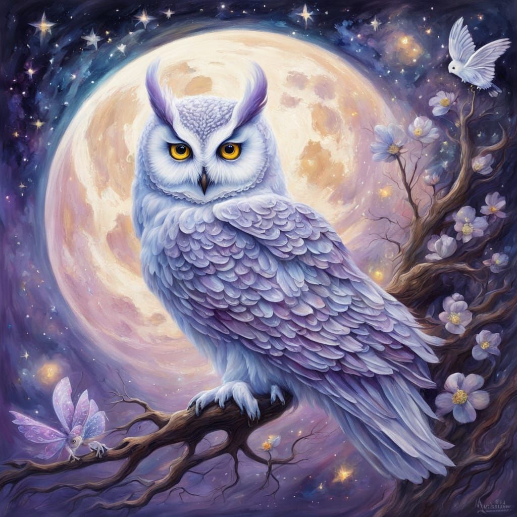 Enchanted Moonlit Scene in Dreamy Oil Painting