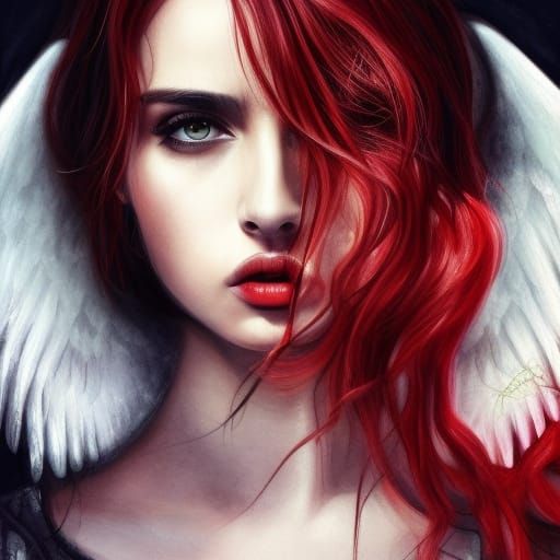 Ana de Armas as Fallen Angel in Watercolor Style