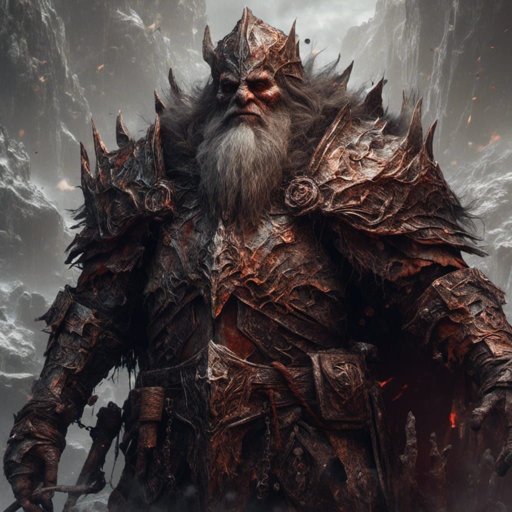 Evil Dwarf Paladin in Detailed Matte Painting Style