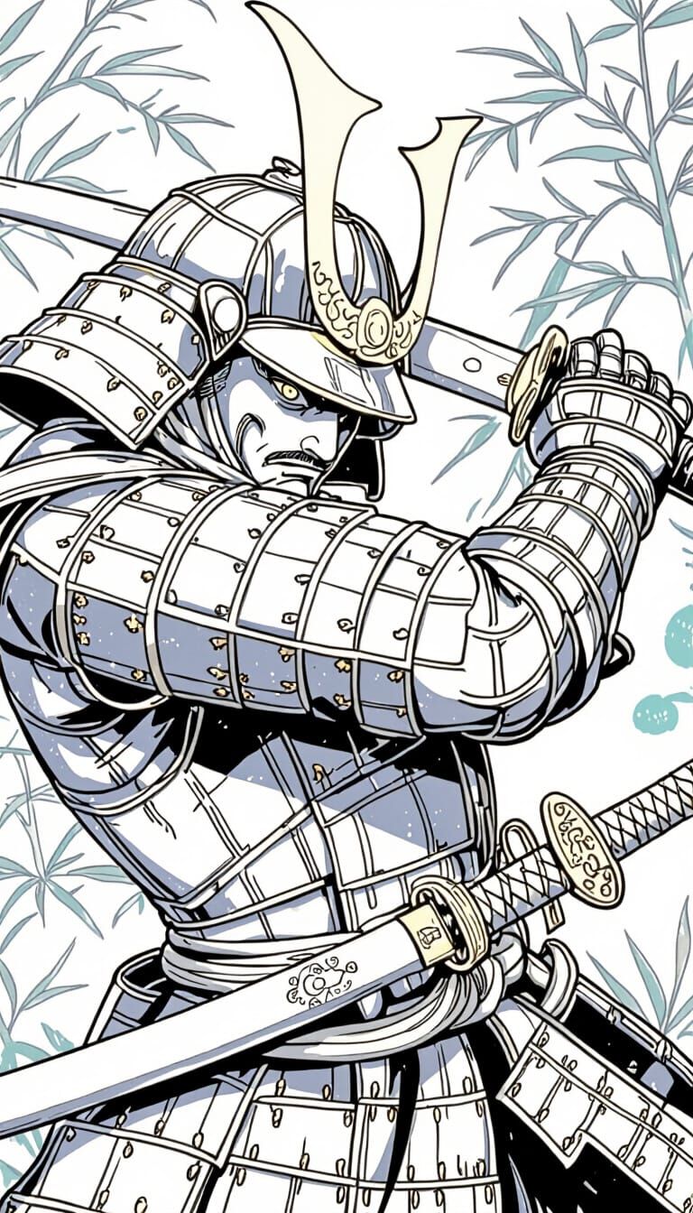 Samurai Kabuto Helmet with Fiery Details