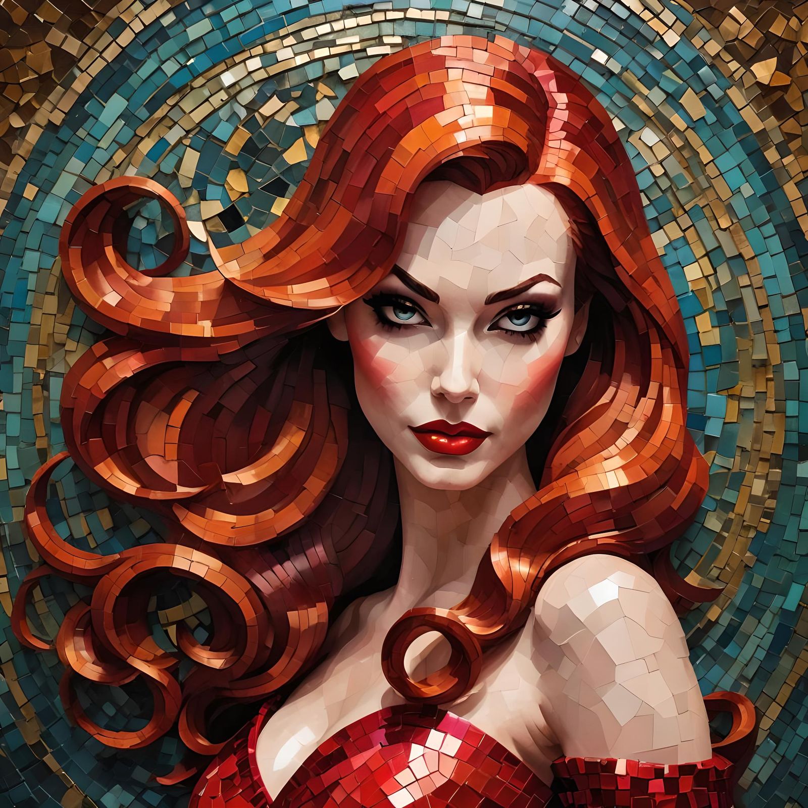 Jessica Rabbit Mosaic Portrait with Eyelights