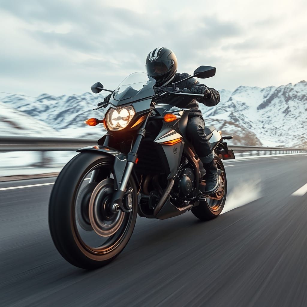 Motorcycle Races Down Highway in Epic Motion Blur