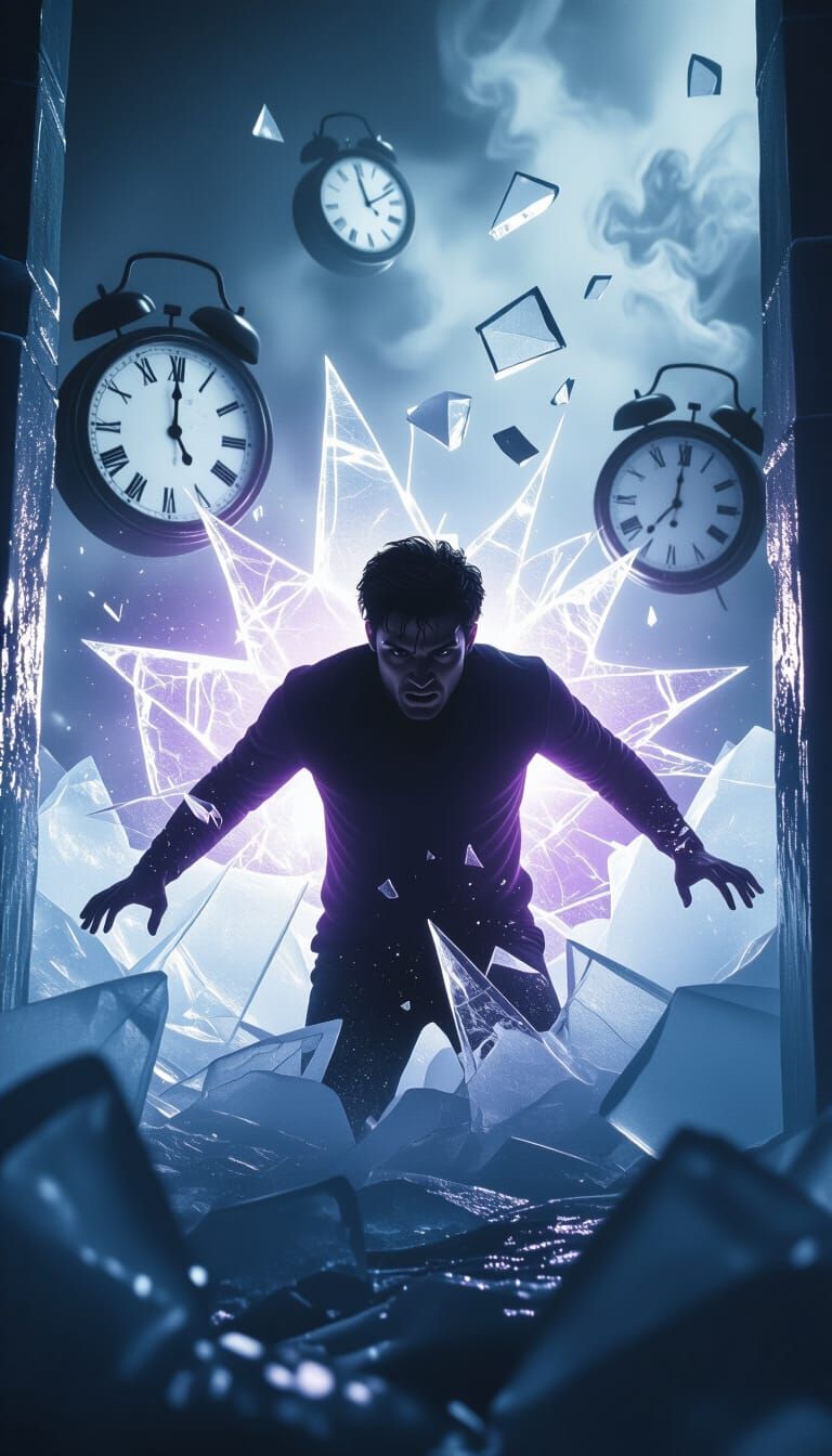 Person Escaping Ice Prison With Glowing Light