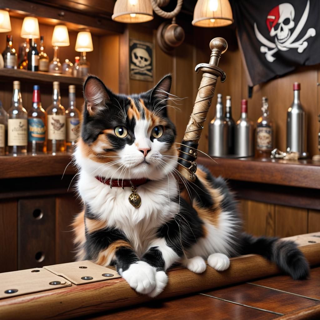 Calico Cat Channels Jack Black at Pirate Bar