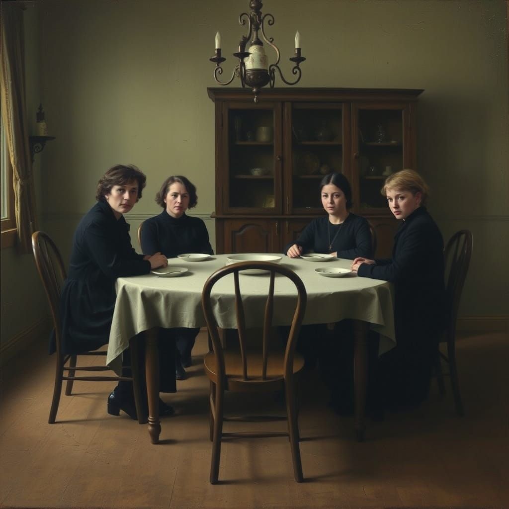 Sorrowful Family Gathering in Haunting Style