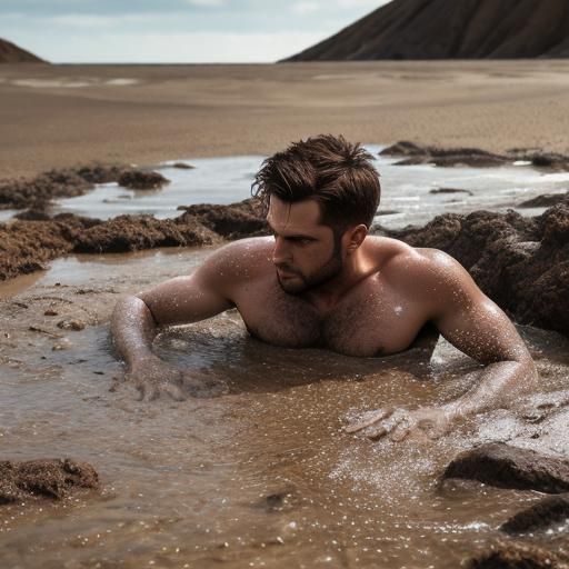 Man Sinking in Quicksand: Professional Photography