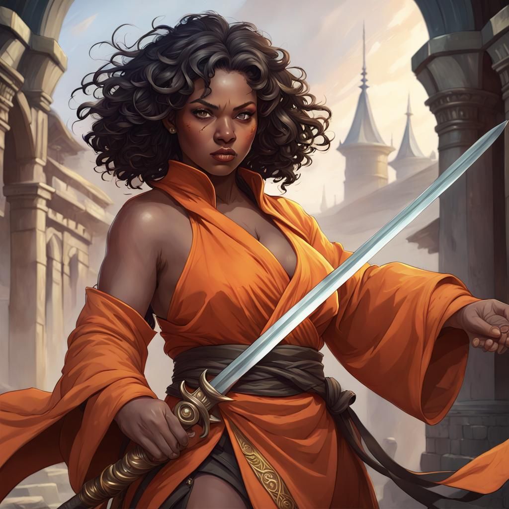 Fantasy Monk with Broken Sword, Detailed Portrait
