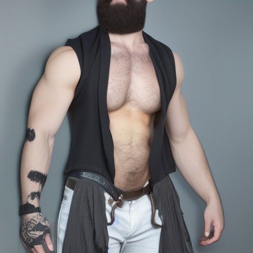 Bearded Muscular Man in Corset