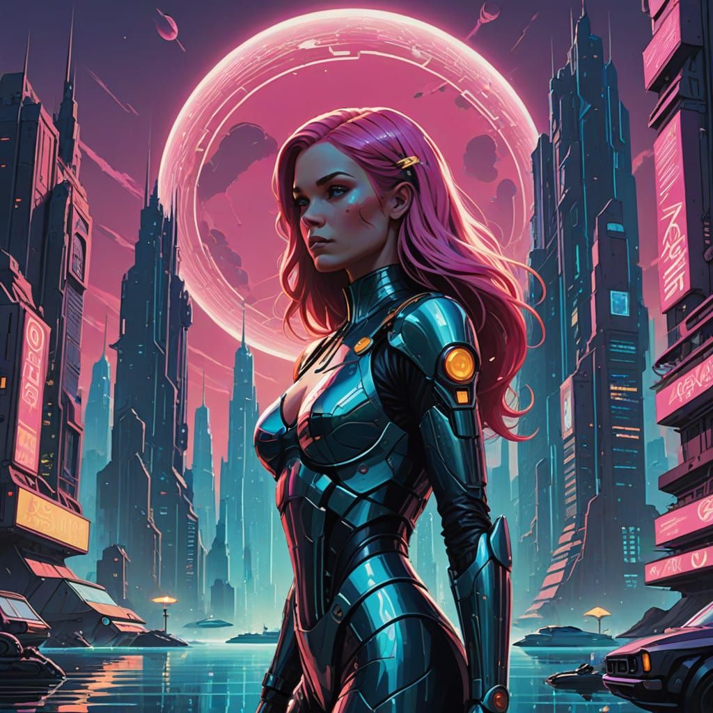 Sleek Mermaid Guardian Dominates Retro-Futuristic Atlantis S...