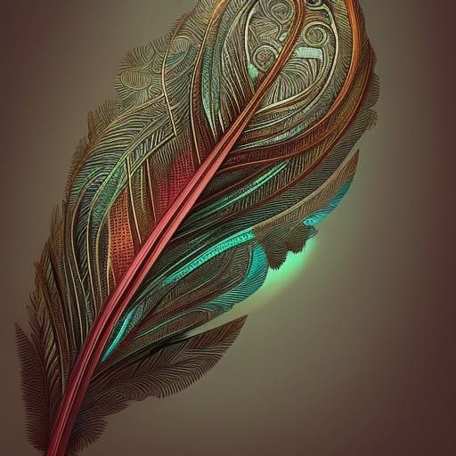 Glowing Magical Glass Feather Digital Art